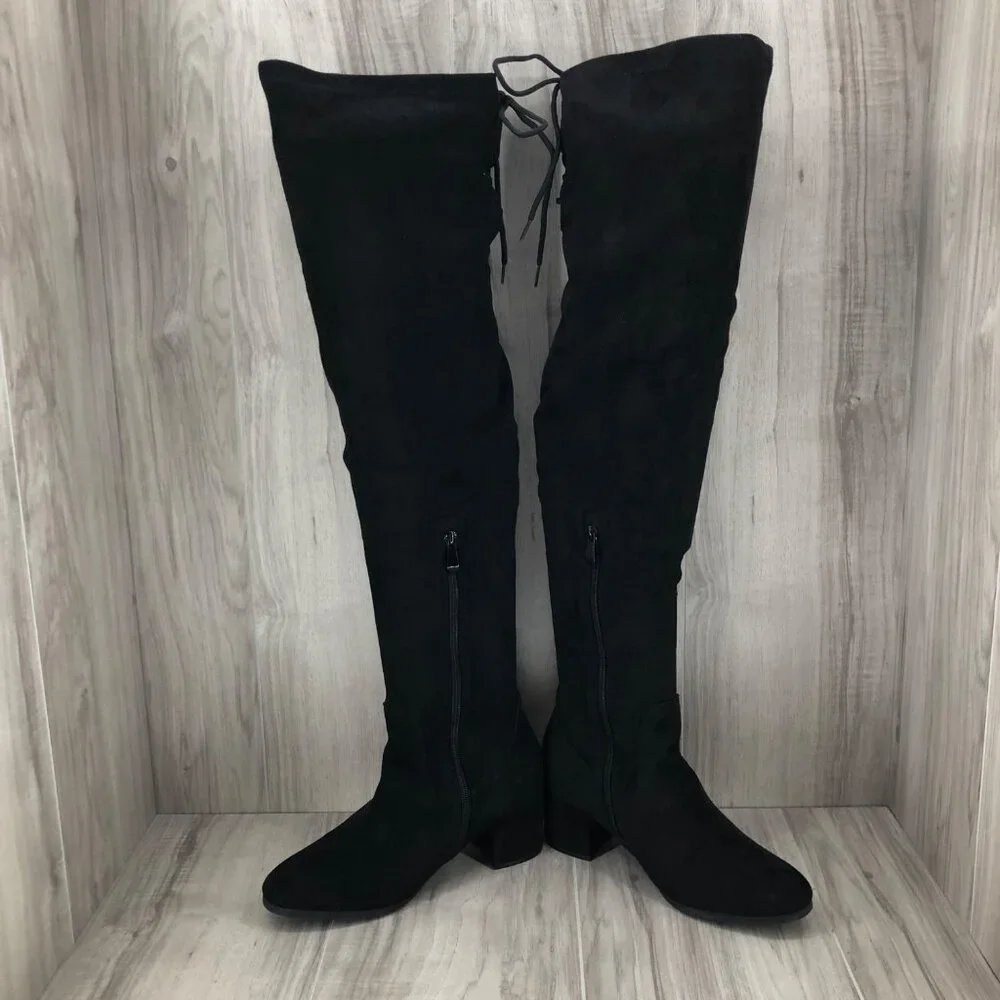 Dream Pairs Boots Womens 8 Black OTK Over The Knee Pull On